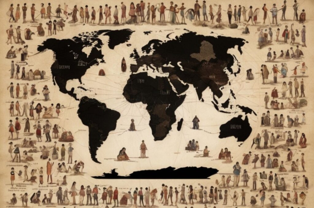 Map of the world and ethnic groups